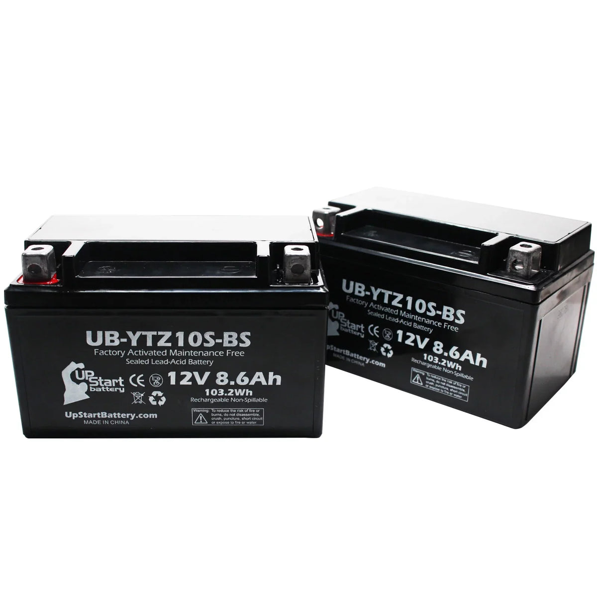 Free, Motorcycle Activated, Yamaha UpStart Factory 2-Pack Battery Replacement 12V, - Maintenance 8.6Ah, 2011 Battery (excl. YZF-R6 UB-YTZ10S-BS R6S) 600CC