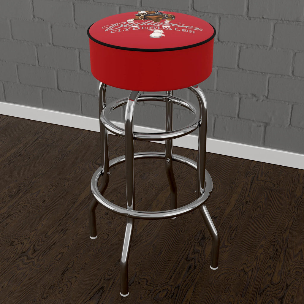Bar - Swivel Red Stool Padded Budweiser Clydesdale