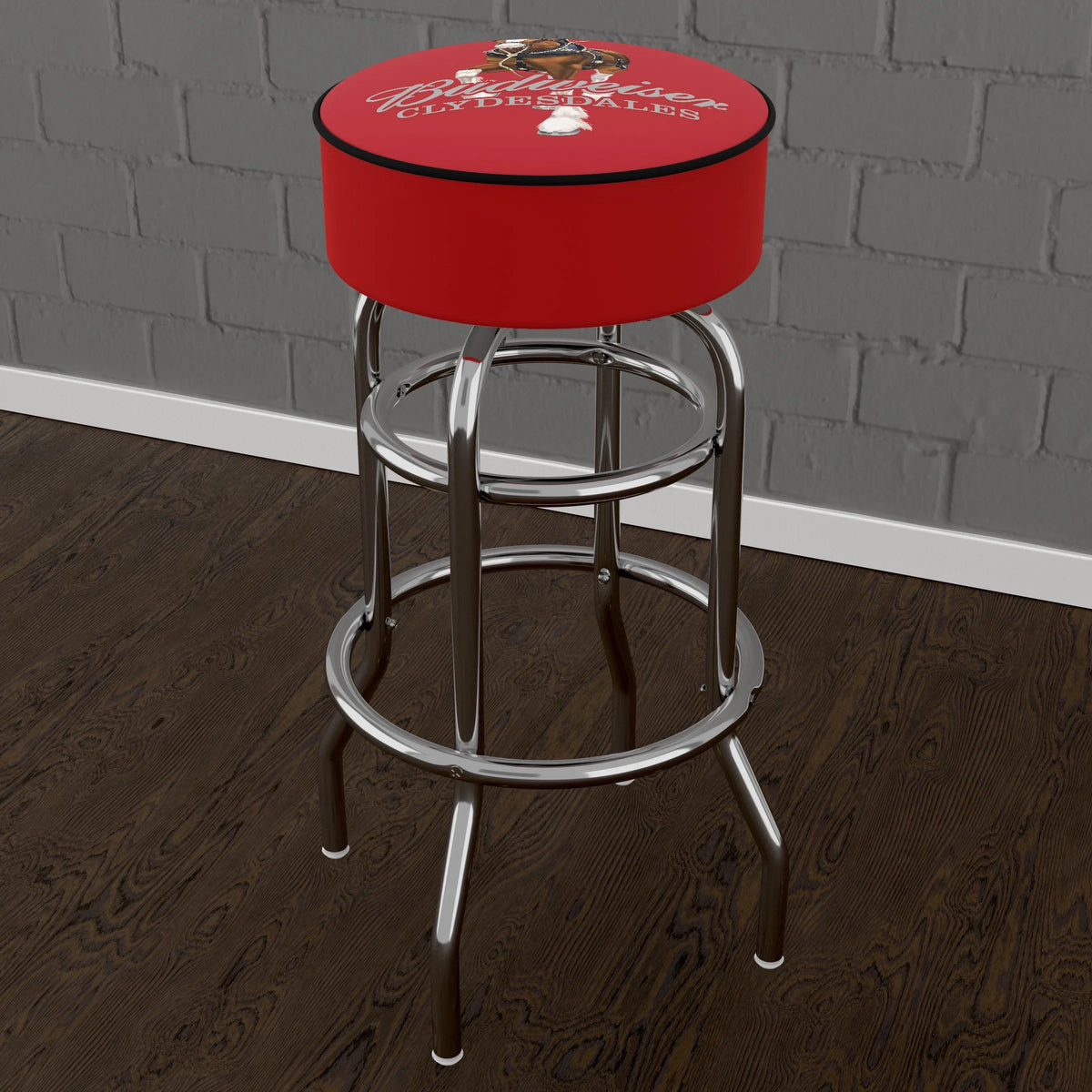 Bar - Swivel Red Stool Padded Budweiser Clydesdale