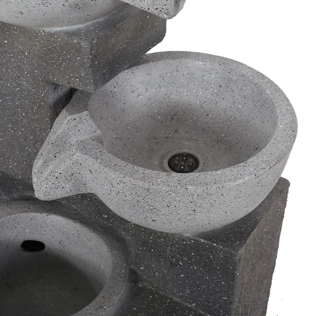 Colquitt Multi-Gray Fountain, Modern 3 Outdoor Tier
