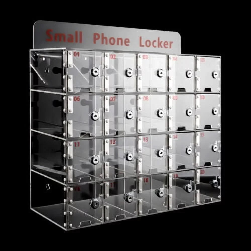 Phone w/ Clear Keys Box 20 Cellphone Locker Thickened Cell Storage Slots Acrylic