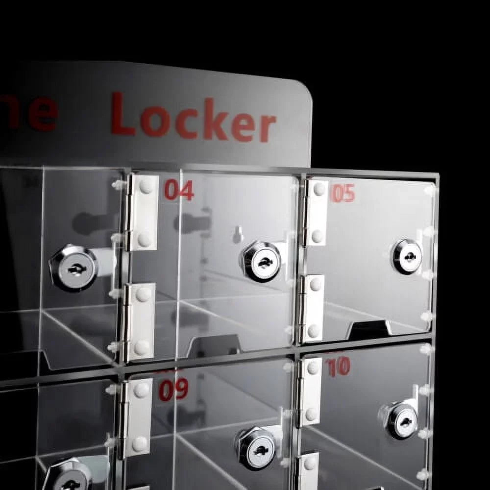 Phone w/ Clear Keys Box 20 Cellphone Locker Thickened Cell Storage Slots Acrylic