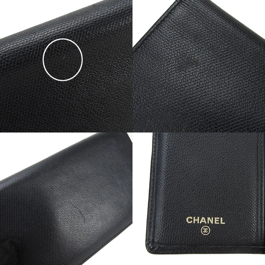 black ladies A20904 (Good) CHANEL 1 coco bifold wallet accessories Coco button long leather Pre-Owned