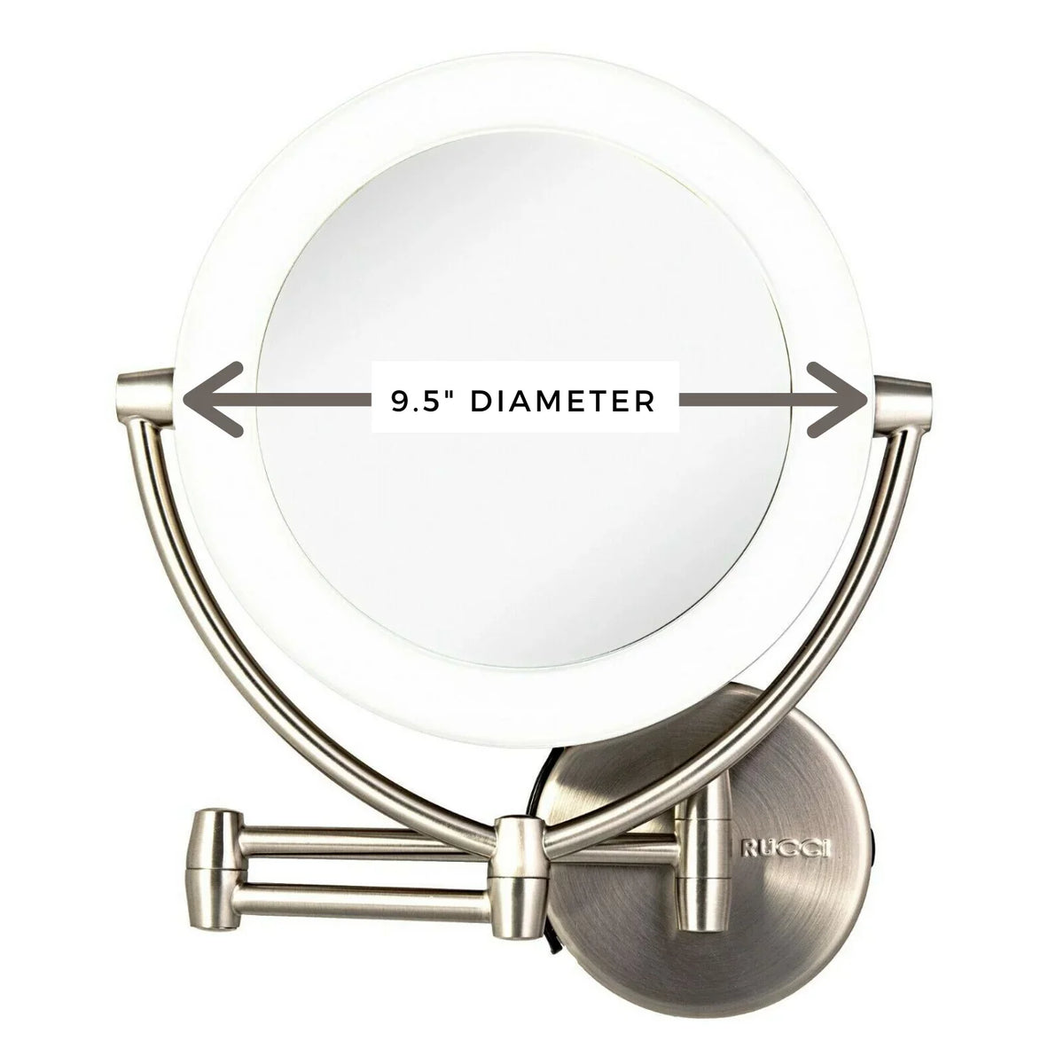 3 3 Touch, 13.5 Tones, AC Mirror Rucci M1000 & & in. with Magnifying 10x Lighted Vanity Adapter Battery 1x Makeup