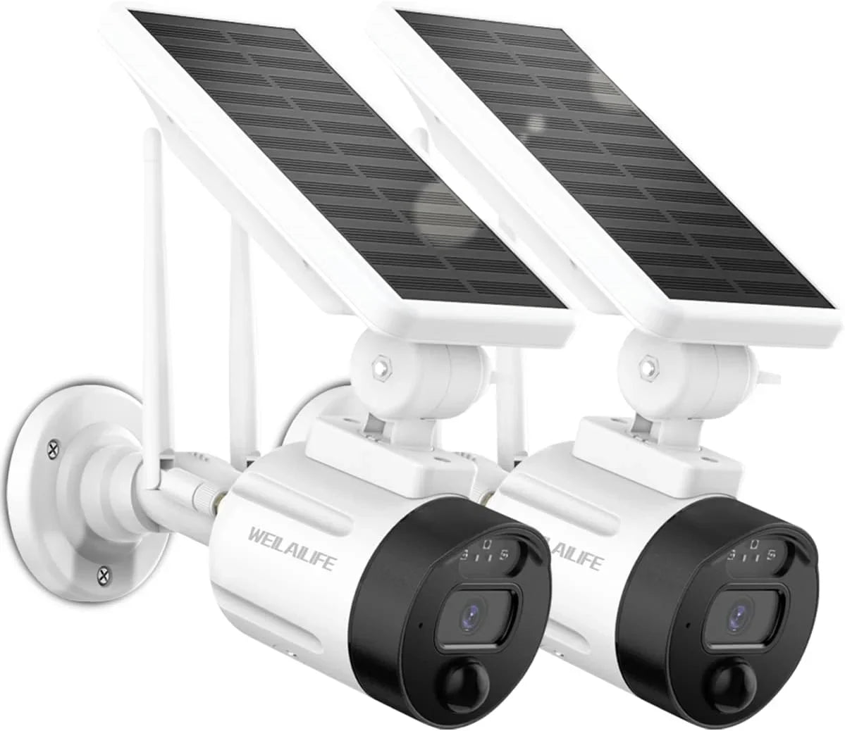 Dual Wi-Fi Battery with Rechargeable Detection, Panel, Camera, Security Solar Wireless Solar AI (2 Antenna Night Vision, Camera Pack) Outdoor Surveillance WEILAILIFE 2K