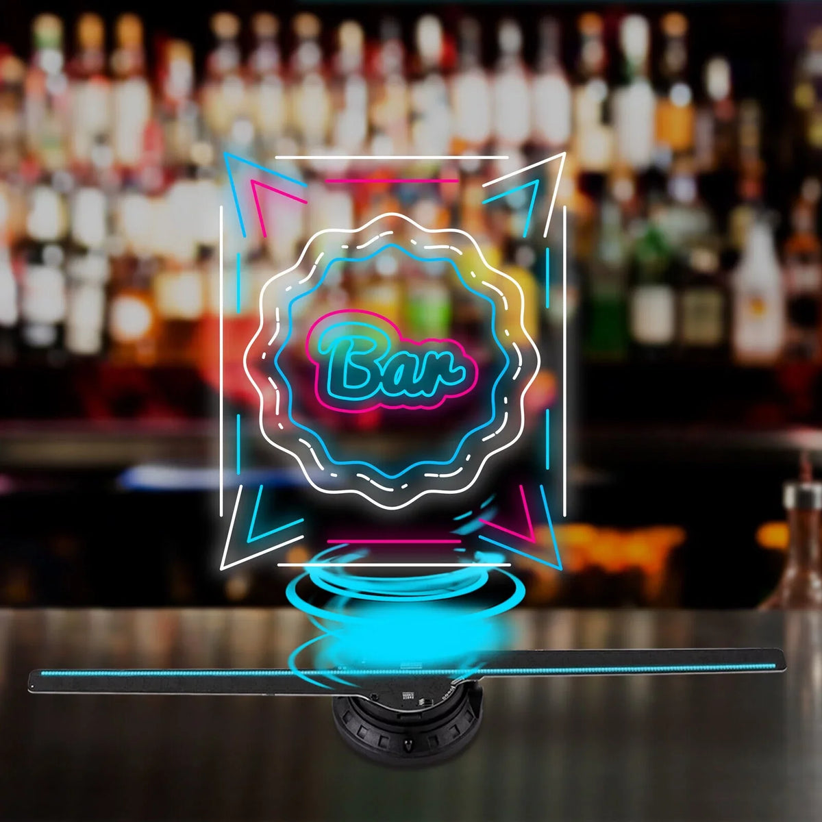 MIDUO 3D Club Decor Hologram Bar Effect Projector Fan Cafe