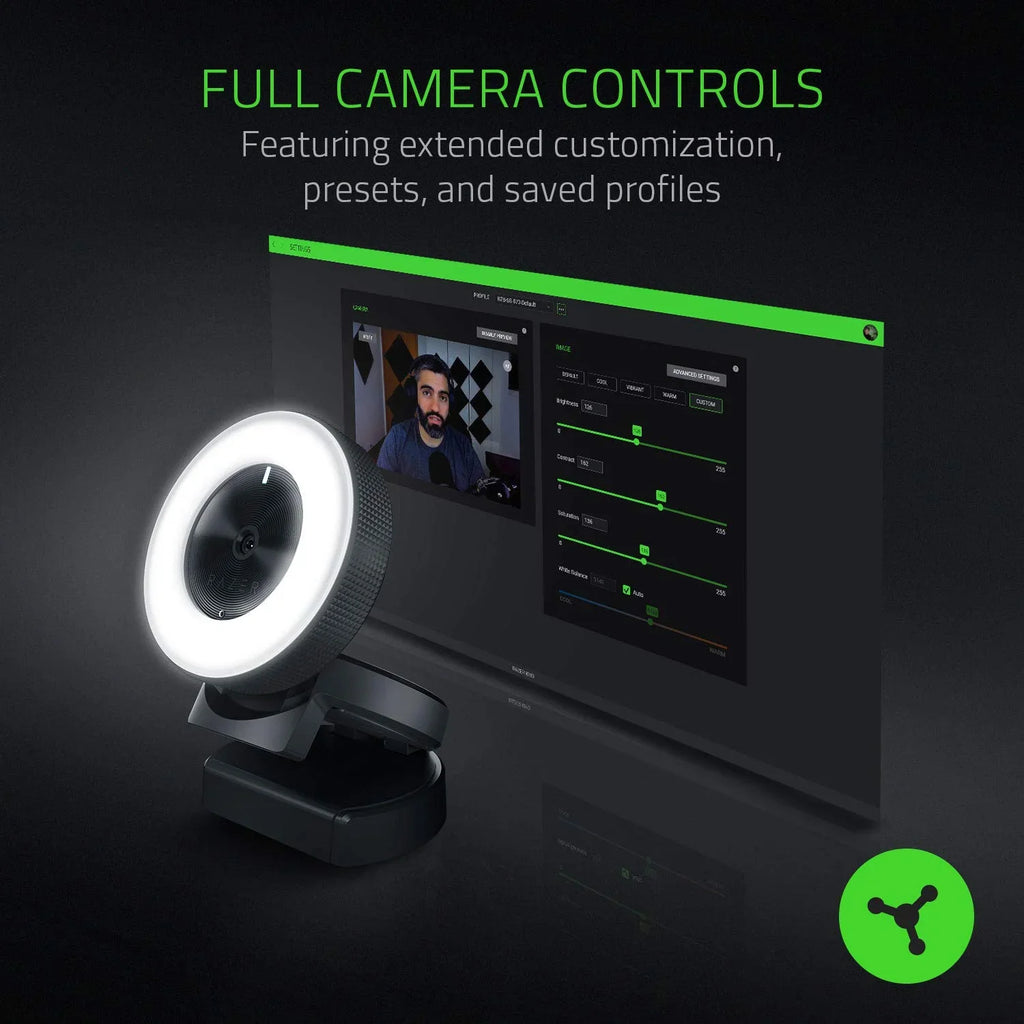 Light Razer 60 Webcam: w/ Microphone FPS - / FPS Ring Brightness Adjustable Built-in - Streaming Kiyo 1080p 720p - Autofocus Advanced 30