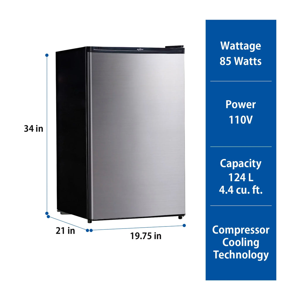 (124L) Freezer 4.4 Ft with Cu Stainless Koolatron Steel Refridgerator Compact Fridge