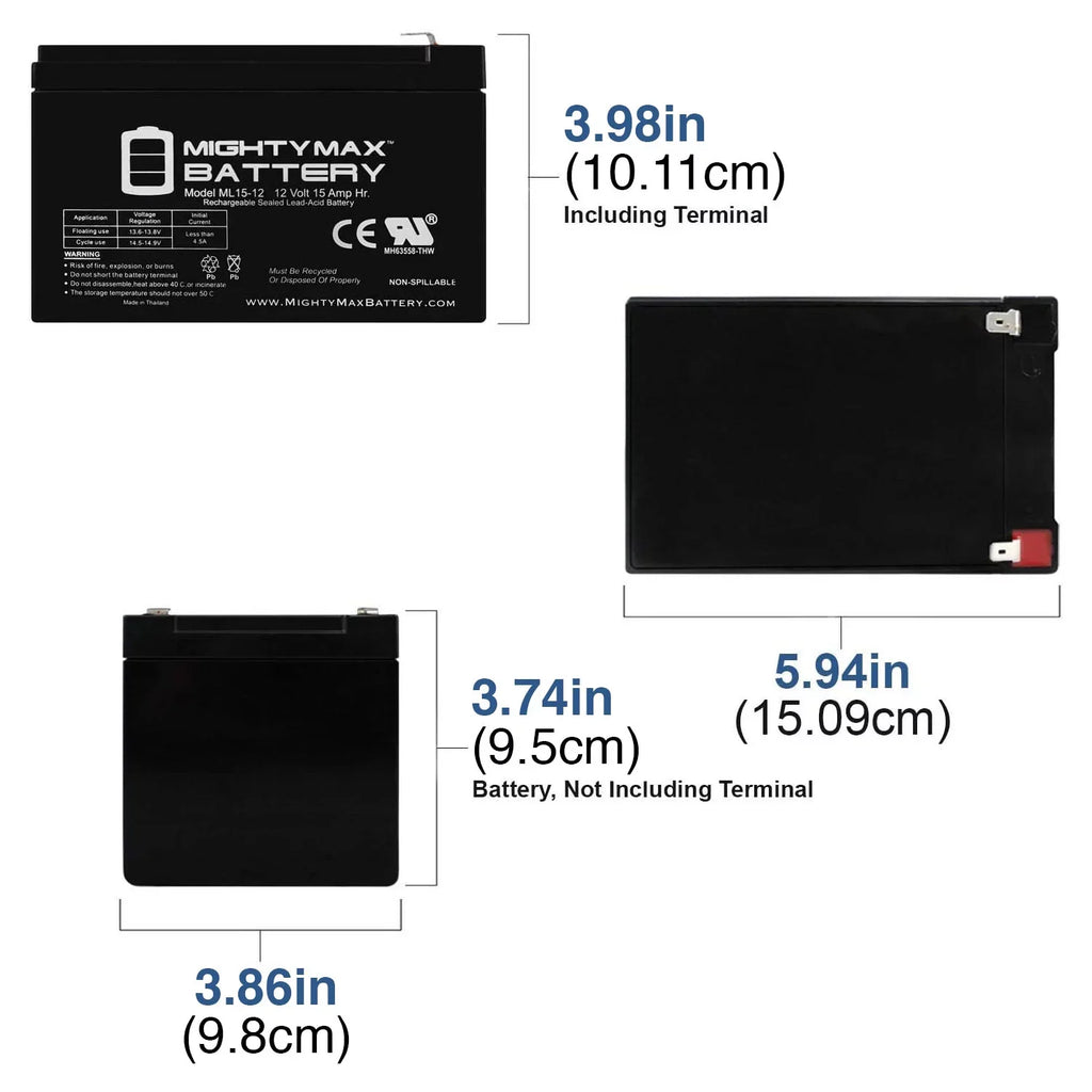 Replacement 15AH 12V Scooter Battery Electric for 500W Pack 6 - EVO