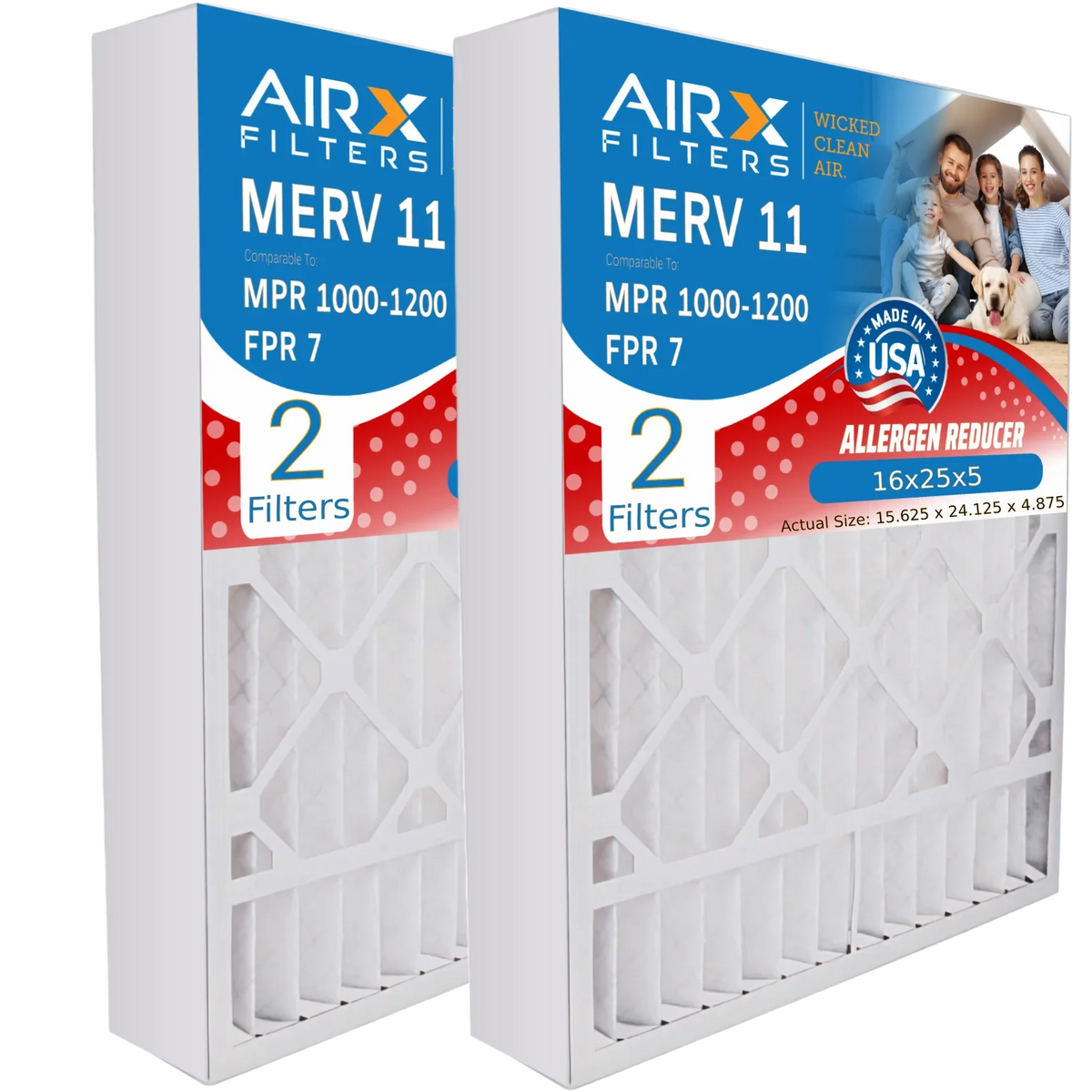 1200 & Filter #000-0448-001 MPR by with Compatible to MERV Skuttle 16x25x5 2 Made Air Filter Comparable 7 AIRX FPR AIR. 16x25x5 Pack CLEAN WICKED MPR DB-25-16 1000, 11 Premium FILTERS USA Furnace