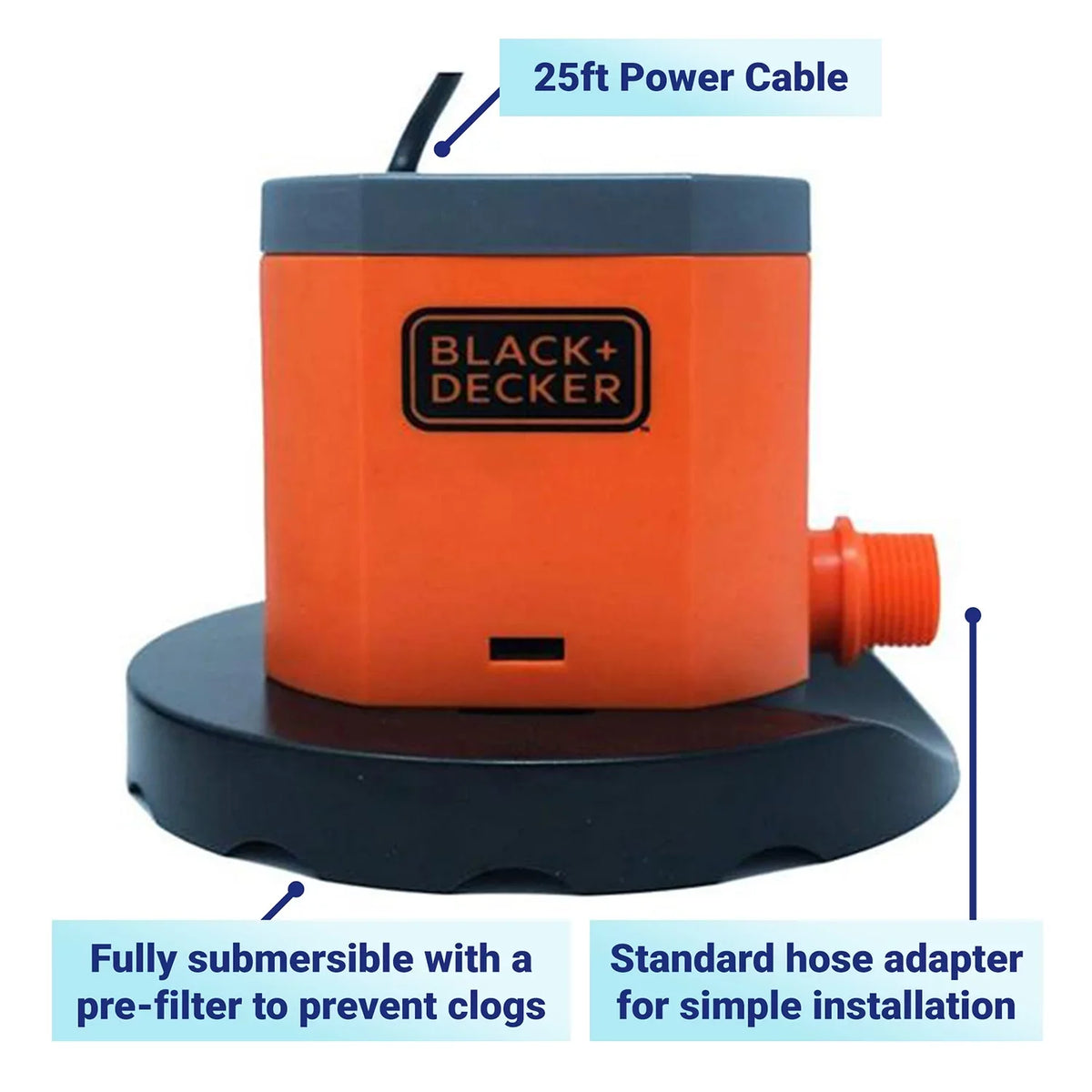 Pump 800 Cover Submersible GPH Pool Black+Decker