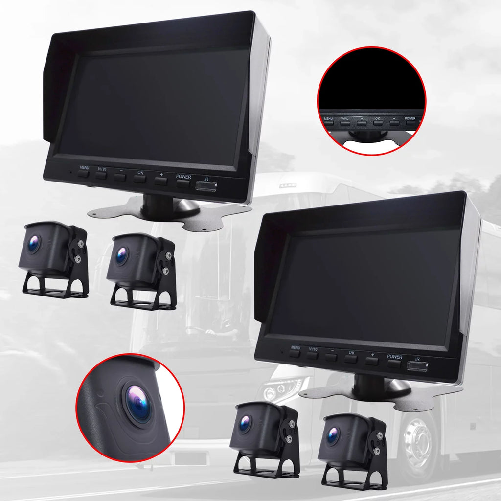 for Camera with Backup DVR RV Monitor Driving 7" Video BSD Bus+2 Truck Recorder
