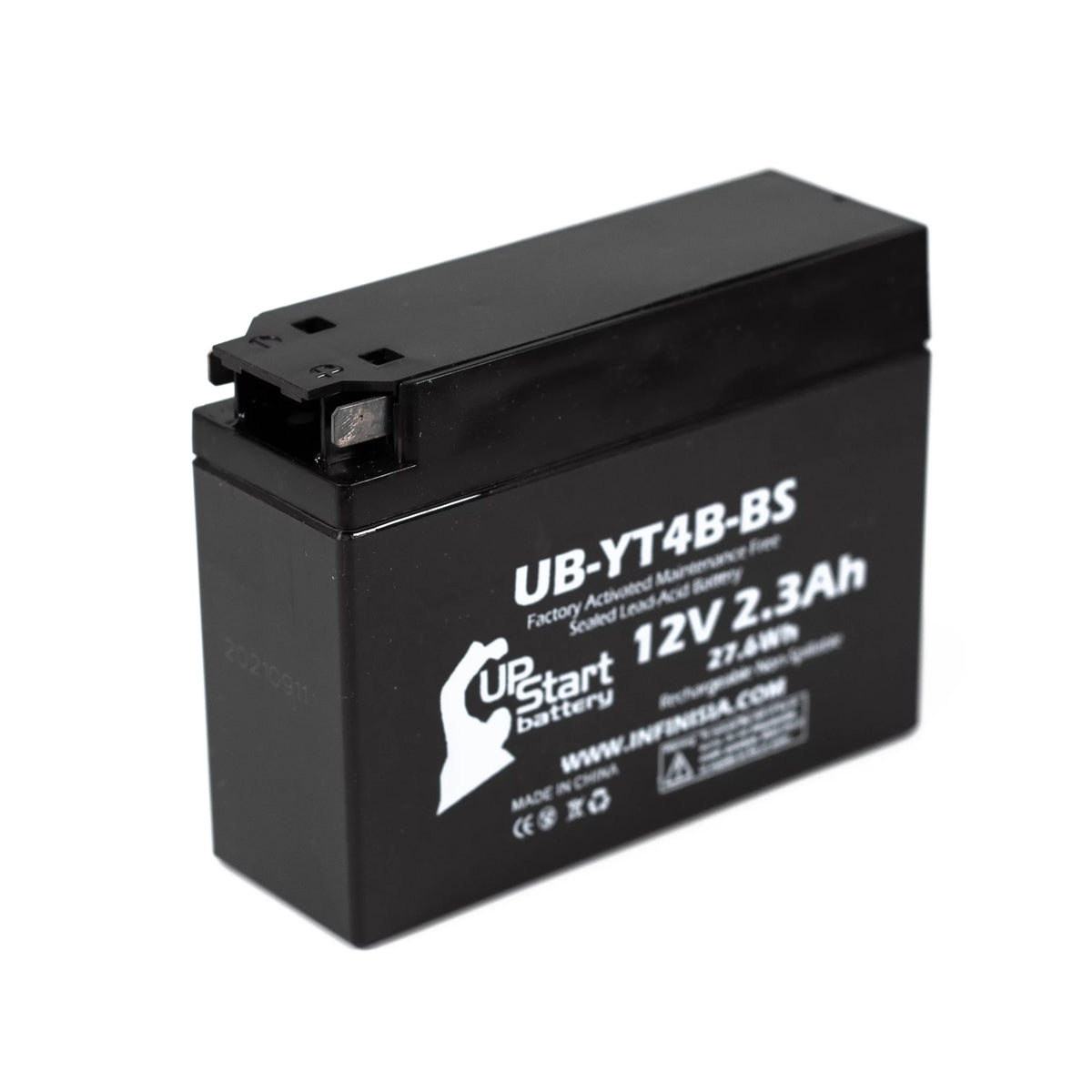 Yamaha Battery 12V, Maintenance 3-Pack Factory UpStart Battery Activated, Replacement Free, SR400 Motorcycle - 2.3Ah, UB-YT4B-BS 400CC 2002 for