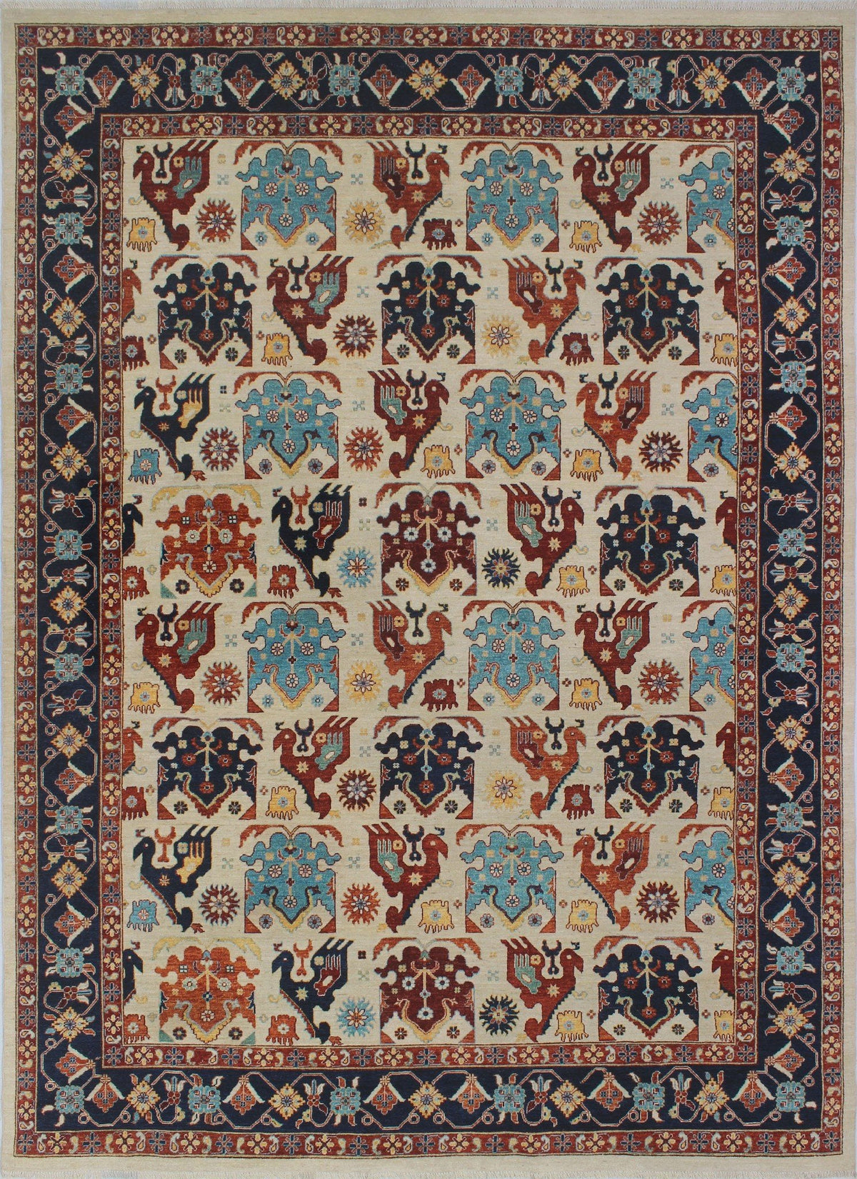 8'8" 11'11" Gormal Ivory/Blue x Aria Rug,