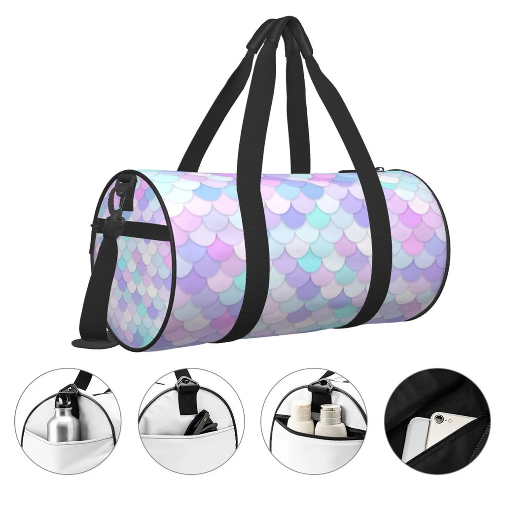Coaee Large Waterproof Bag Pocket Compartment Cylinder and Travel Bag Bag Luggage Scales Rainbow Sports Gym Capacity with