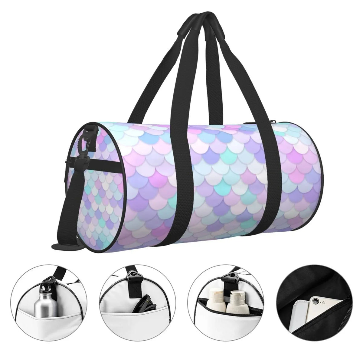 Coaee Large Waterproof Bag Pocket Compartment Cylinder and Travel Bag Bag Luggage Scales Rainbow Sports Gym Capacity with