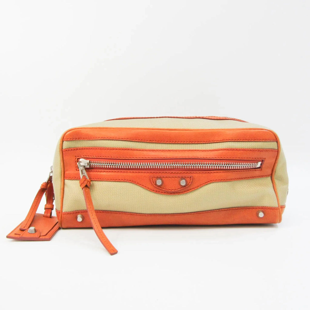 Orange,Yellow Men,Women Bag Pre-Owned (Good) Clutch Leather,Nylon Canvas 527147 Balenciaga Town