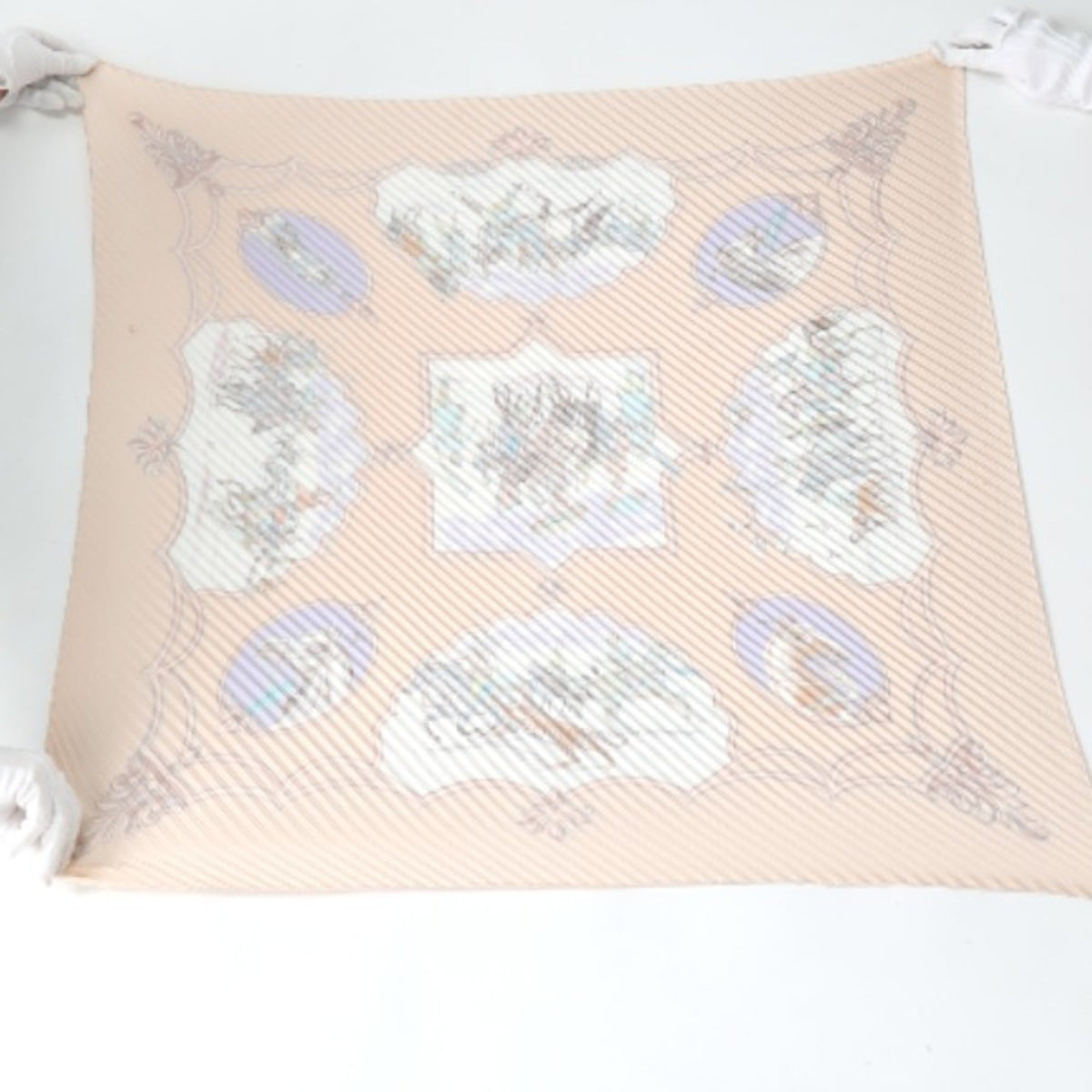 Hermes Beige Pre-Owned Horse Carre Scarf HERMES Pink (Fair) Pattern Pleated