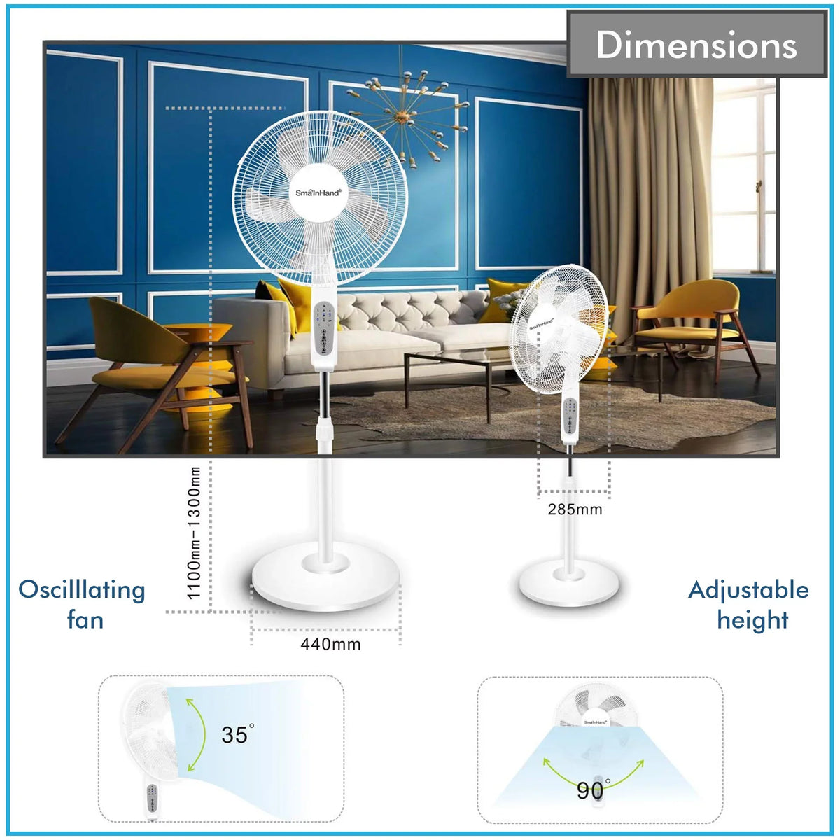 with Voice with Alexa/Google Oscillating Pro WIFI Home Technical Amazon Standing Enabled Fan Feature, Compatibe 16"