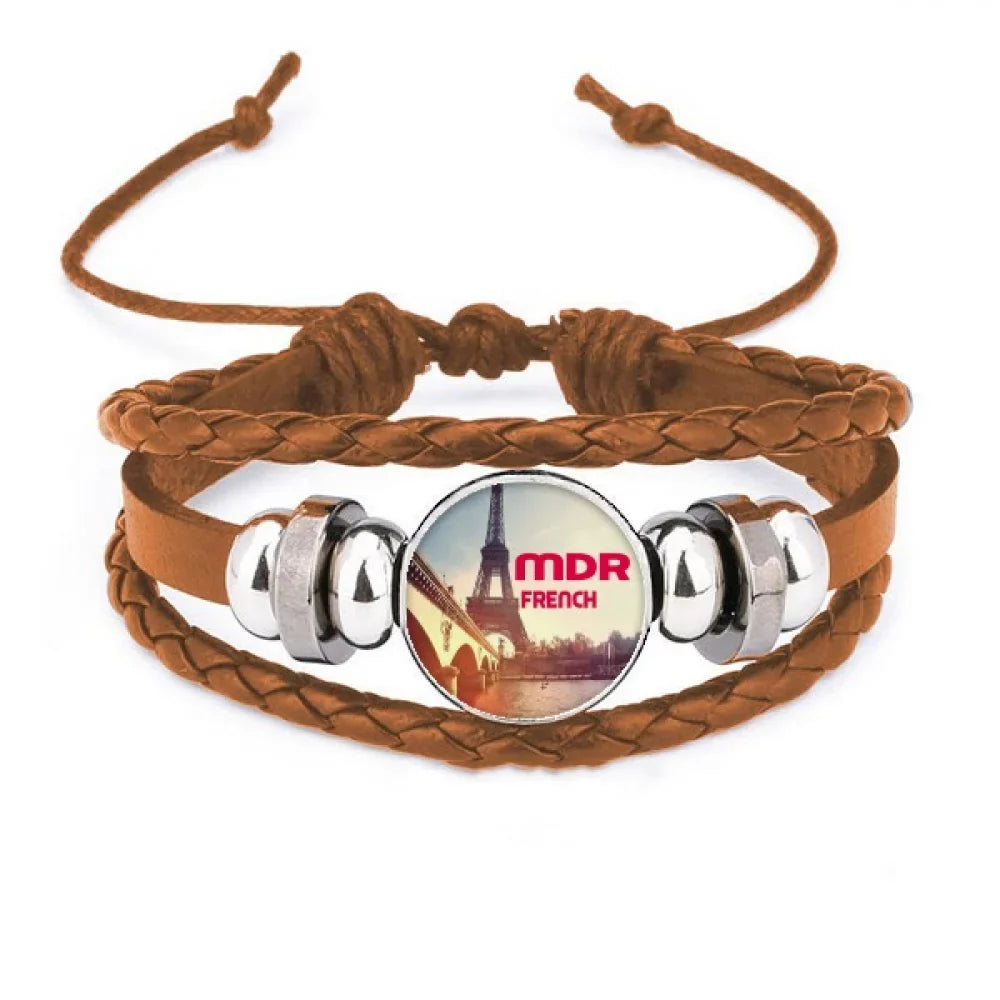 Expressive Laughter Jewelry Paris Ornament Bracelet Leather French Wristband