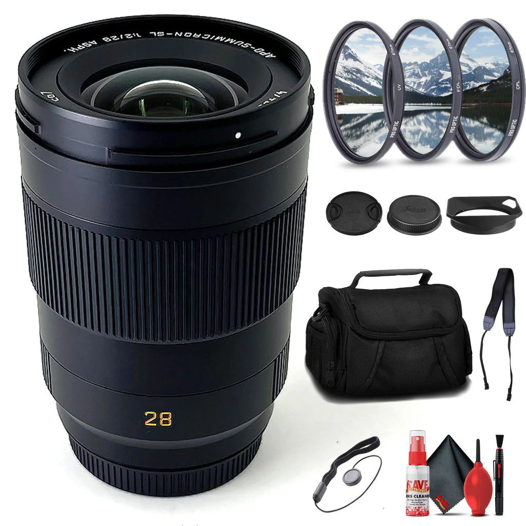 Keeper Cap Padded Medium Kit Cleaning + 28mm 3-Piece Filter APO-Summicron-SL Case Lens f/2 Leica + 67mm + Aspherical + Sized Kit 6Ave Lens