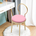 Gold 13.78*12.2*27.36" Dresser Chair, Vanity Iron + Simple + Stool Sponge Anqidi Pink Leather Pink