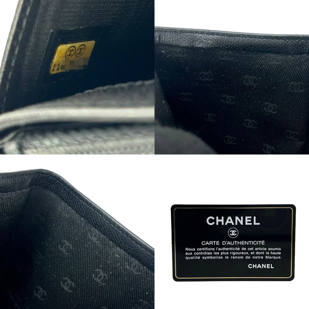 black ladies A20904 (Good) CHANEL 1 coco bifold wallet accessories Coco button long leather Pre-Owned