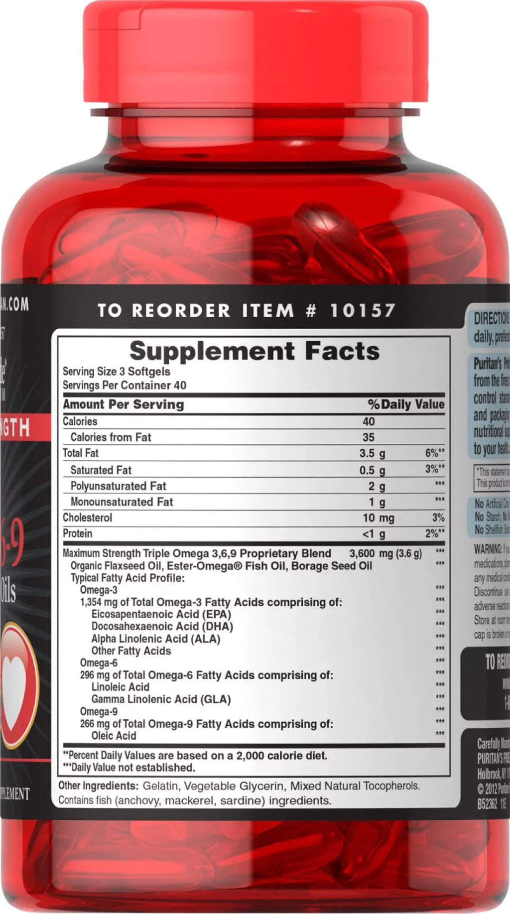 Omega Strength Fish, Puritan's Triple Flax Oils Pride Maximum 3-6-9 Borage &