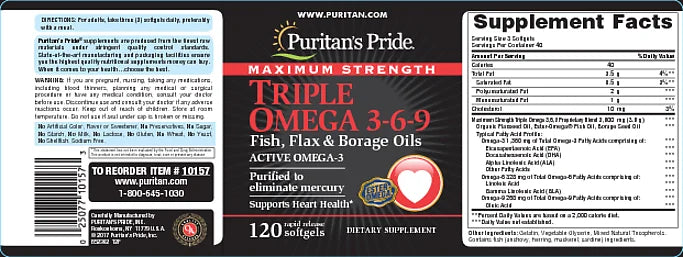 Omega Strength Fish, Puritan's Triple Flax Oils Pride Maximum 3-6-9 Borage &