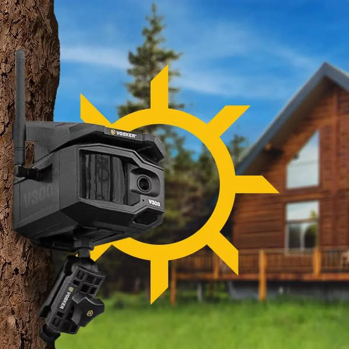Security Outdoor 4G-LTE View Live Cellular V300-US Camera Powered VOSKER Solar