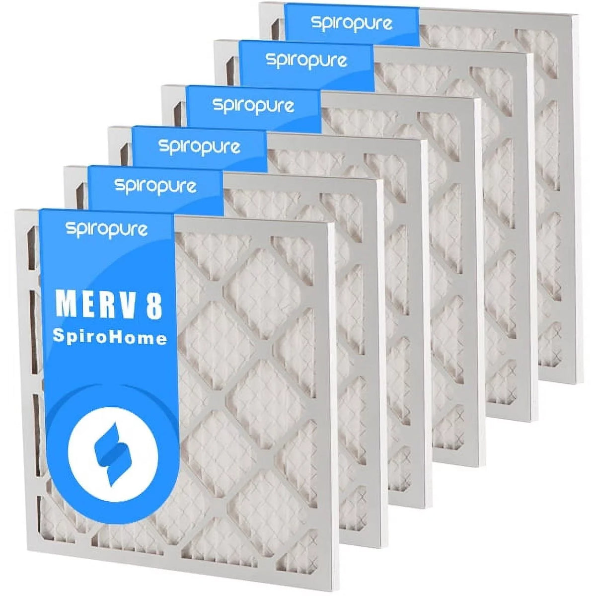 (6 Air Pack) USA SpiroPure in MERV - Made Pleated Filters 8 20X23X1
