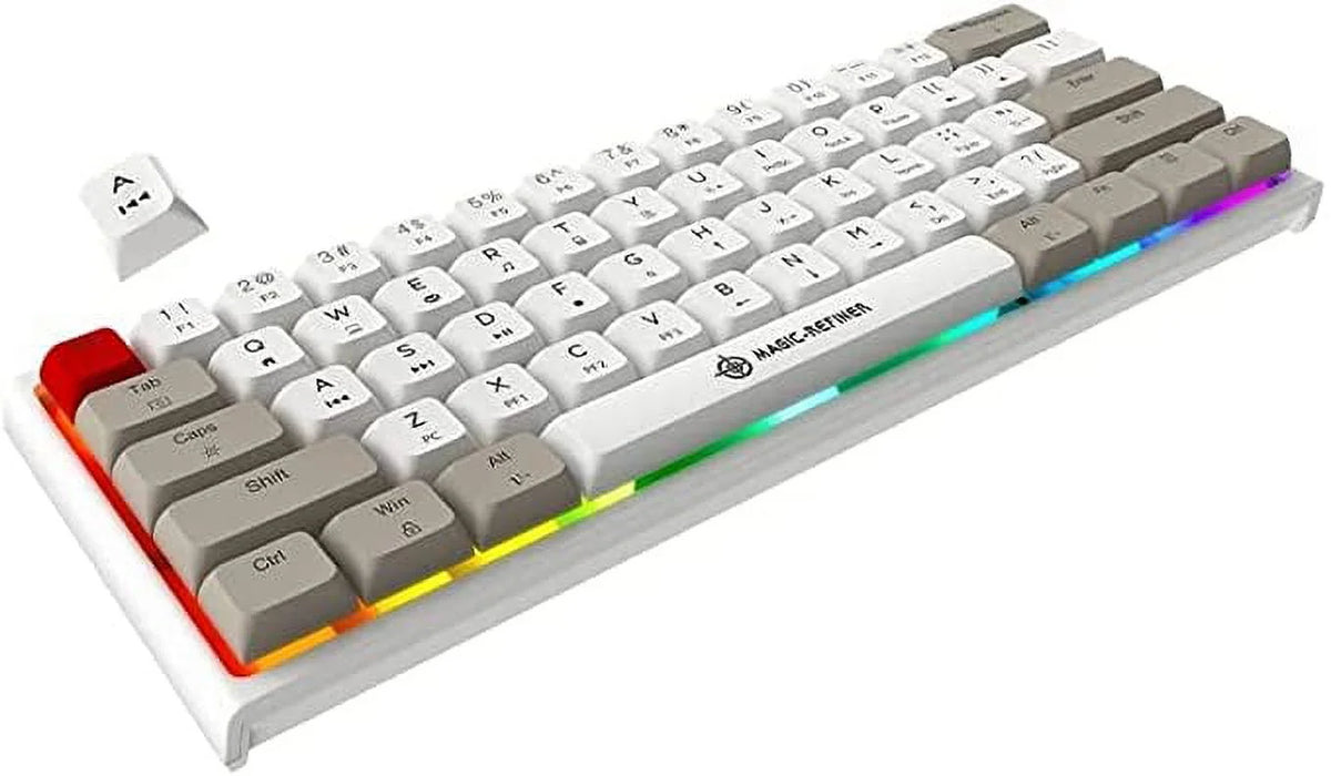14 Keycap, Grey/Red Mechanical Pc/Windows/Mac/Ps4/Xbox Portable For Keyboard, Chroma Gaming (White Type Full Switch) 60% C Wired, Rgb Backlight, Anti-Ghosting, Dye-Sublimation