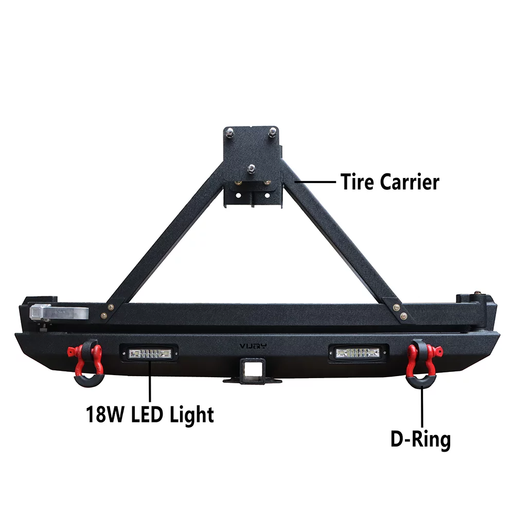 Jeep Ronghui Rear Steel 1984-2001 For Carrier Bumper Cherokee Lights & W/Spare XJ Tire