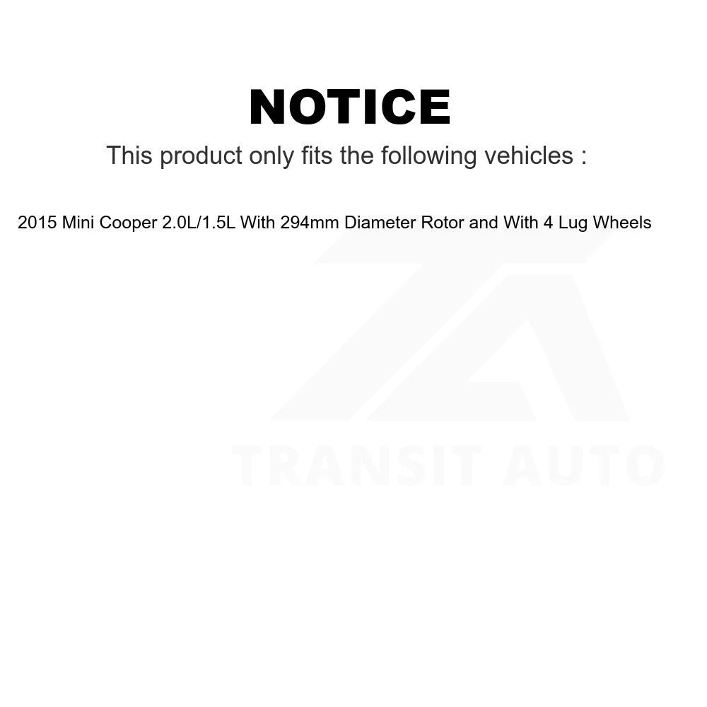Rotors And Cooper Ceramic 294mm Front 2015 Mini For Diameter Rear With 2.0L Pads Semi-Metallic Auto Transit Disc 1.5L K8A-106213 Brake - Kit Rotor