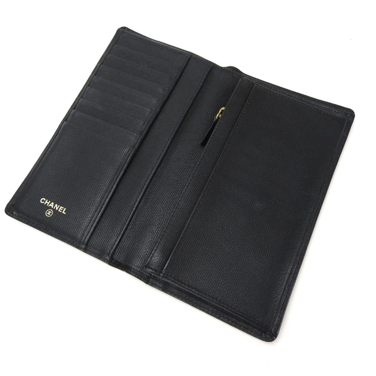black ladies A20904 (Good) CHANEL 1 coco bifold wallet accessories Coco button long leather Pre-Owned