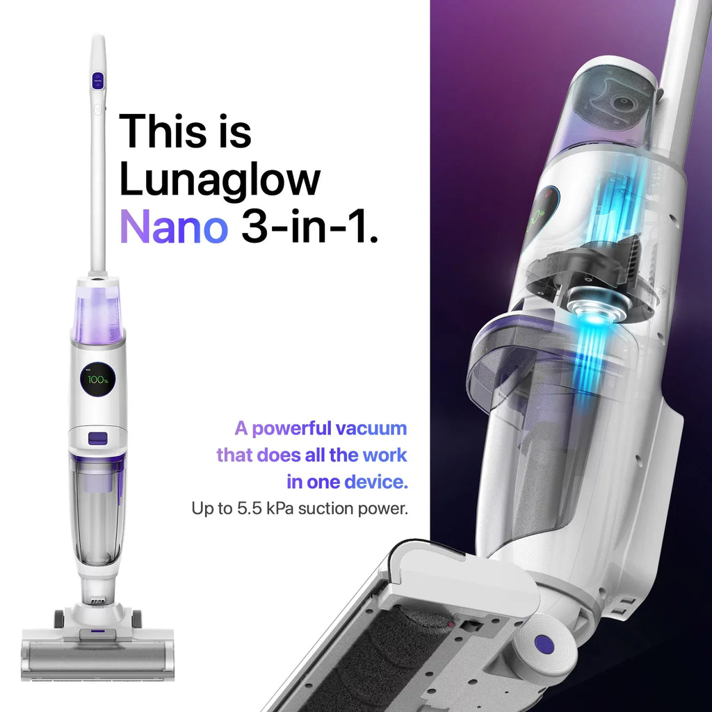 Nano Wet with Vacuum in 3 1 & technology Cleaner Lunaglow Self-cleaning Dry