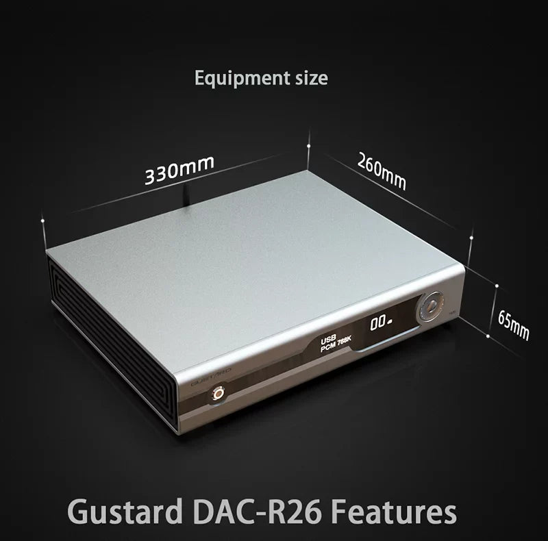 LDAC MQA DSD DAC Balanced R26 XMOS Discrete Dual Decoder DAC R2R with Native K2 (Black） Control Gustard Clock Remote