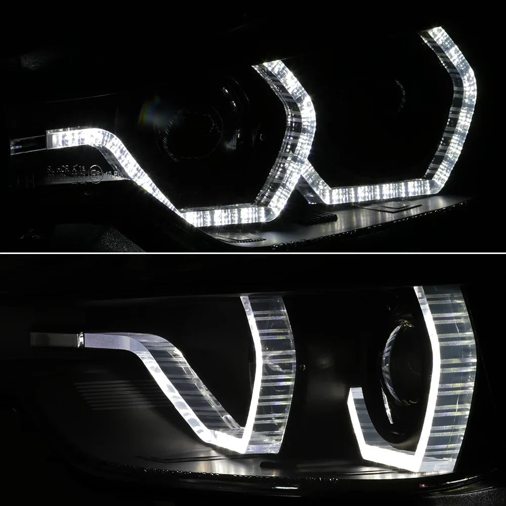 F30 AKKON BMW Factory - Type Sedan U-Halo Smoked Ring Dual For Projector 3-Series LED Doors Black 4 Headlights Halogen
