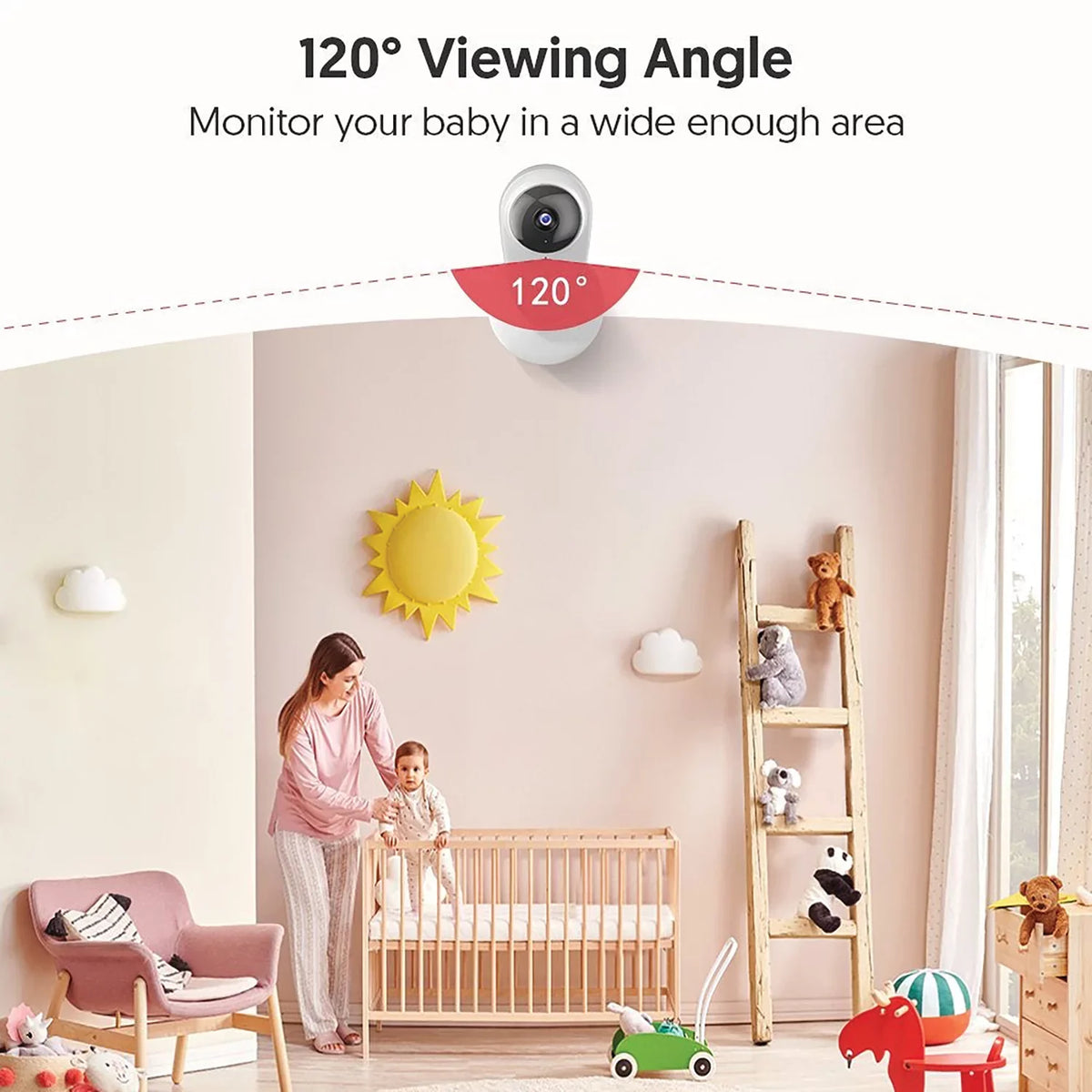 Baby Indoor Monitor, Vision, with Camera Color Home Smart Security Victure White WiFi Night 1080P
