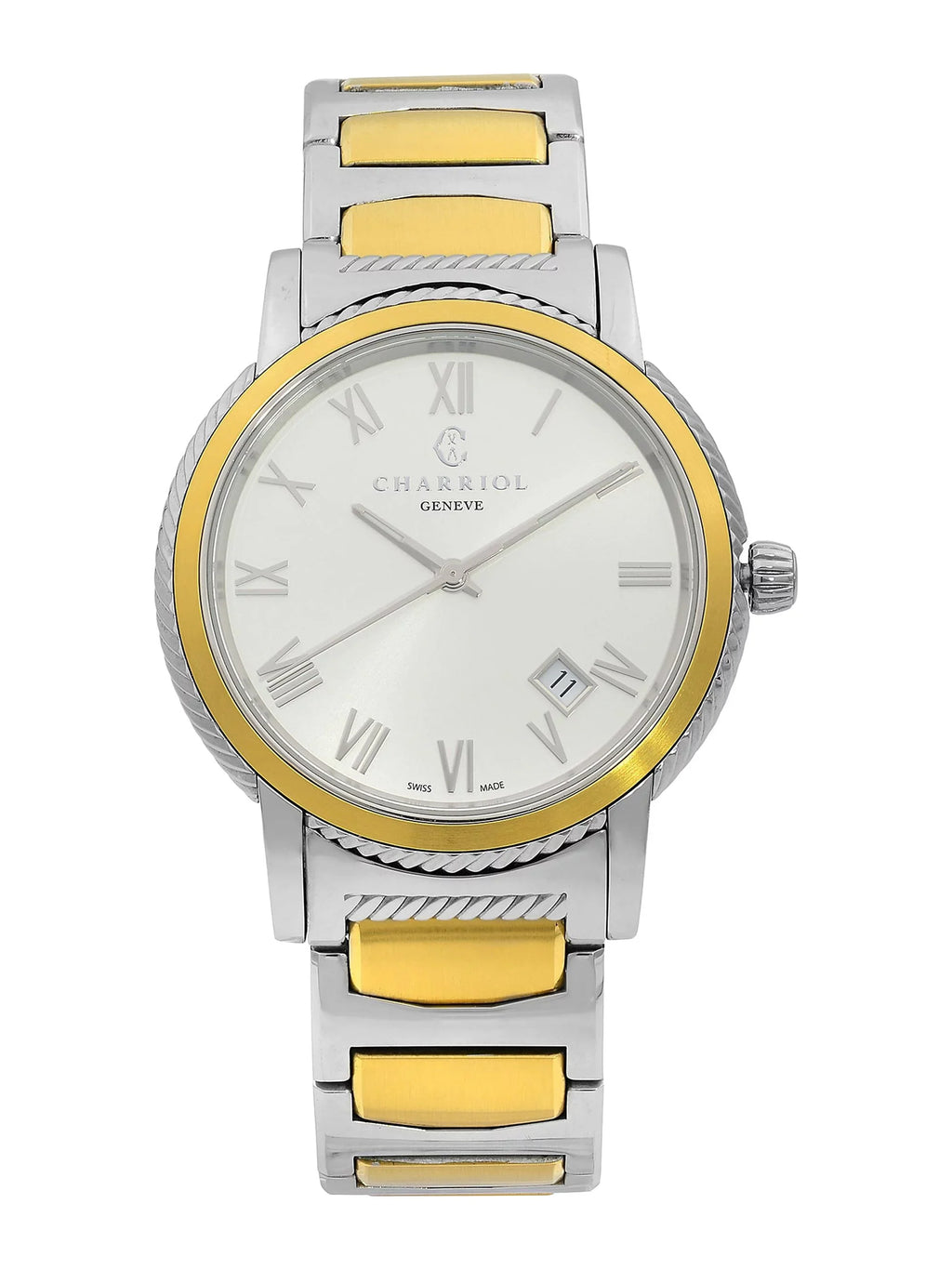 Two Silver Pre-Owned Parisii Watch Unisex P40SY2.931.001 Charriol Quartz Steel Tone Dial