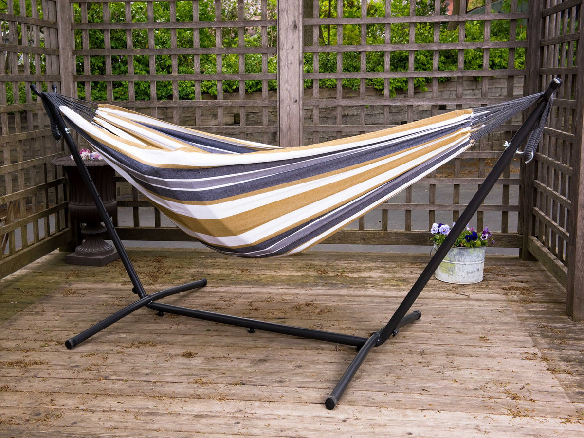 Gold Hamptons Style 110” Steel Hammock Hammock and Striped Collection The with Brazilian Grey a