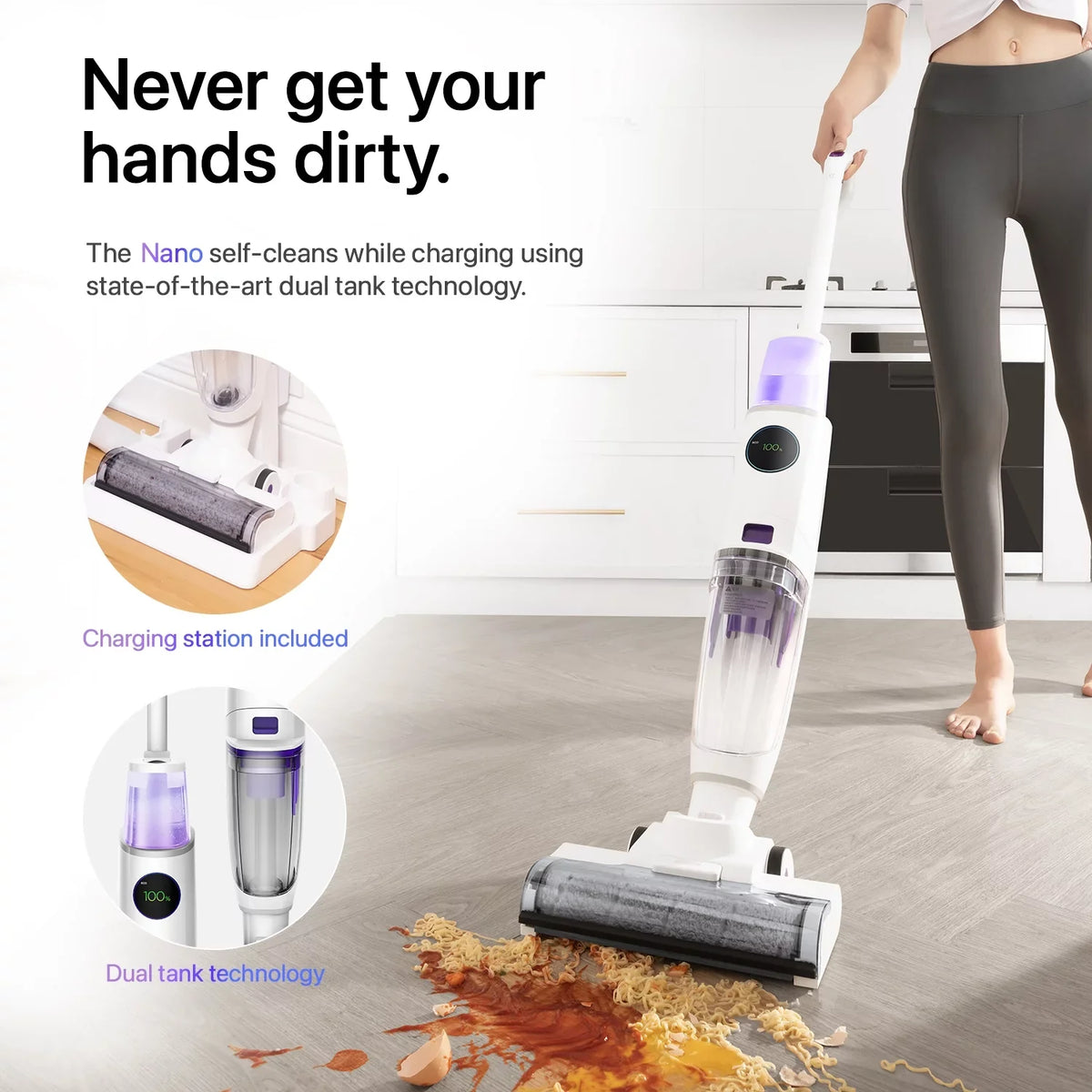 Nano Wet with Vacuum in 3 1 & technology Cleaner Lunaglow Self-cleaning Dry