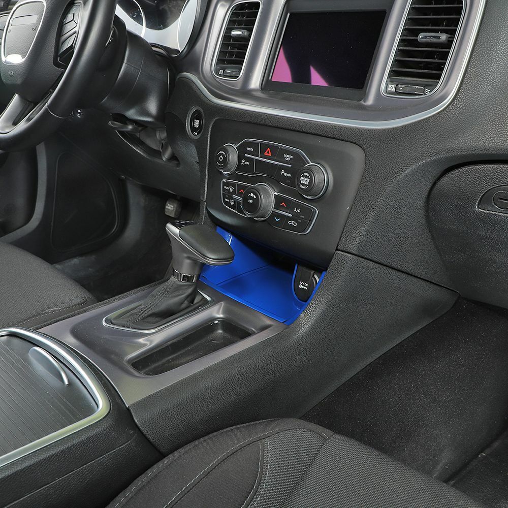 Center Teledu Panel Blue Gear Trim ABS Shift Storage Console