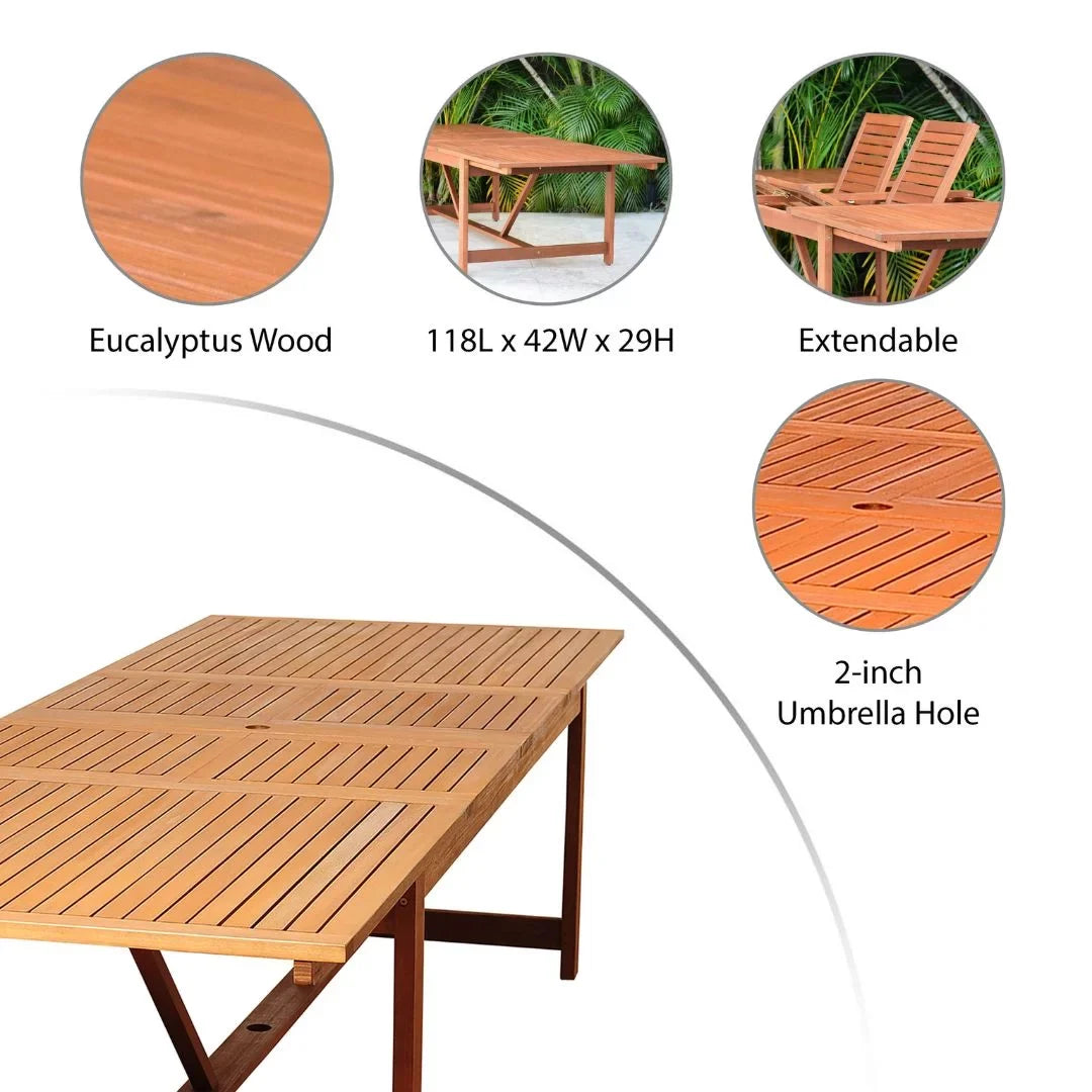 Rectangular Seating Eucalyptus Dining Amazonia 9-Piece Capacity: Set, Brooks Extendable 8 Patio