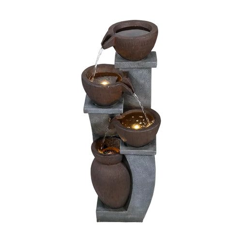 '- for Porch, Light Outdoor Patio, Fountain Backyard Fountains 4-Tier and Home Garden Outdoor Willwolf Garden, LED with 32.8''H Art Modern Decor Deck,
