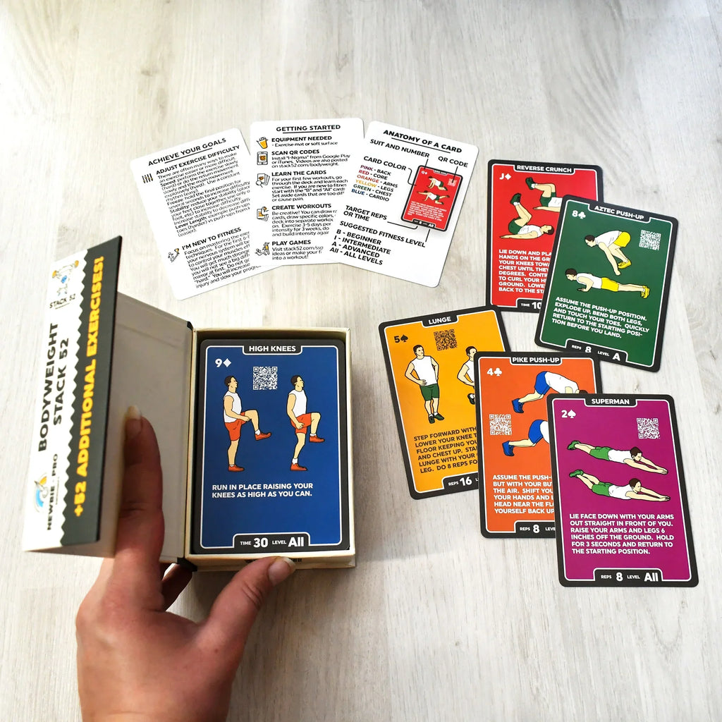Card a Fat Burn 52 Exercise Mega Playing Included. Build (Bodyweight Stack Cards: Fitness Video Muscle. by Designed Expert. Bodyweight No Equipment Pack) Workout Needed. Instructions Game. Military
