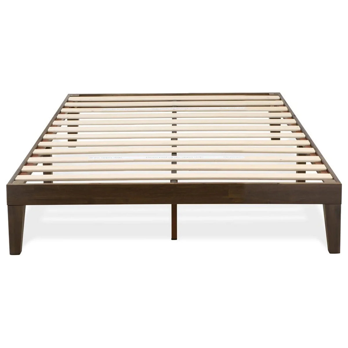Wood Bed Platform Furniture in Full Engineered West East Walnut Weathered Denton