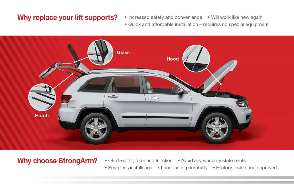 Mustang 2 to 6408 2014 with Strong by Supports Made 2005 Fits Spoiler Arm Lift Trunk Qty