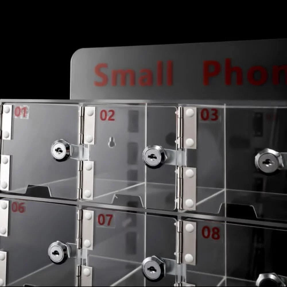 Phone w/ Clear Keys Box 20 Cellphone Locker Thickened Cell Storage Slots Acrylic