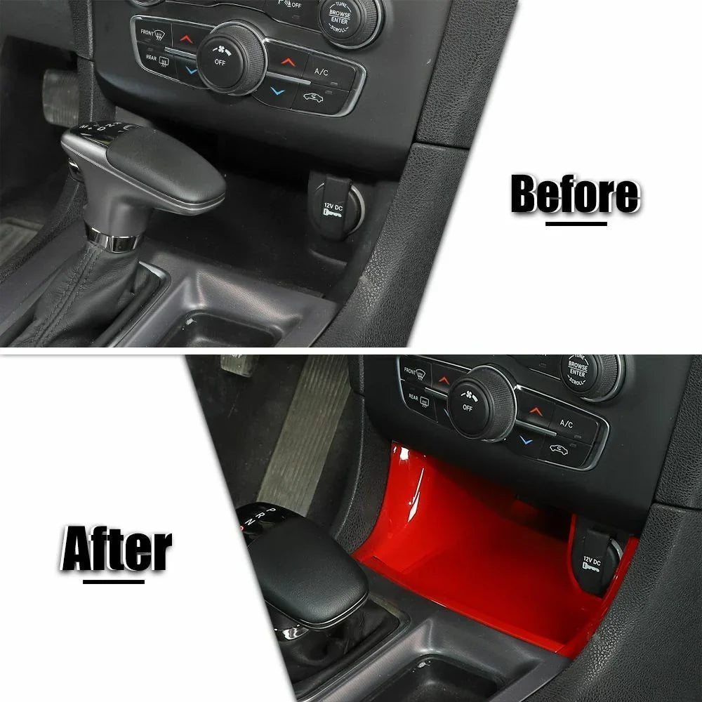 Console Red Center Panel Shift ABS Trim Gear Teledu Storage